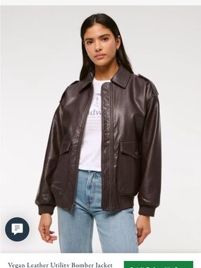 Abercrombie and Fitch brown vegan leather bomber jacket size extra large